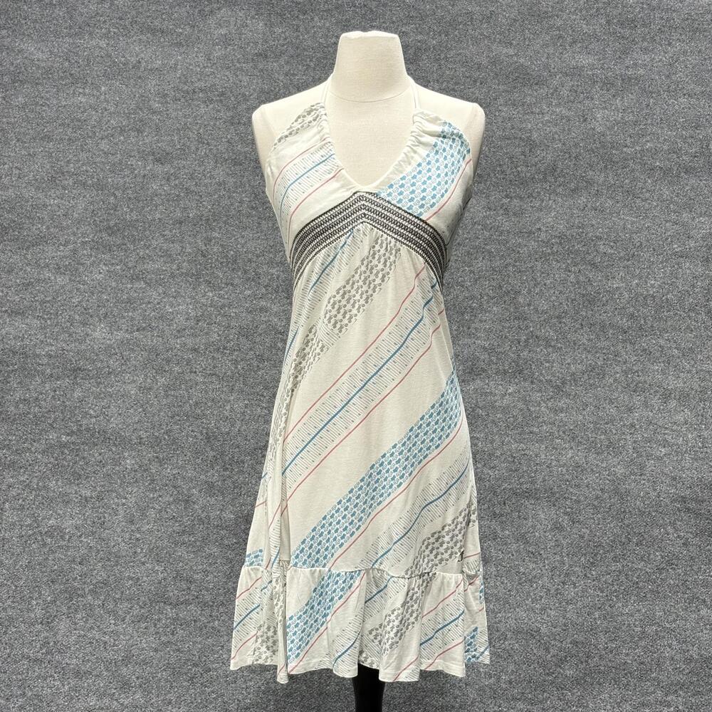 Fox Girls Dress Womens Medium White Blue Red Halter Sundress Boho Summer Striped